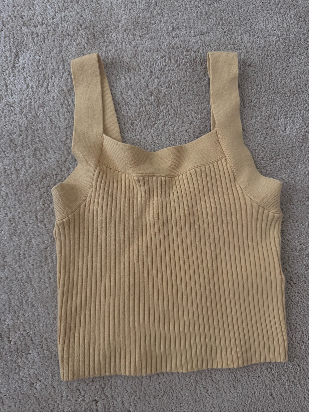 Abercrombie & Fitch Ribbed Square-Neck Crop Tank in yellow